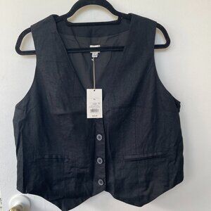 Black linen vest